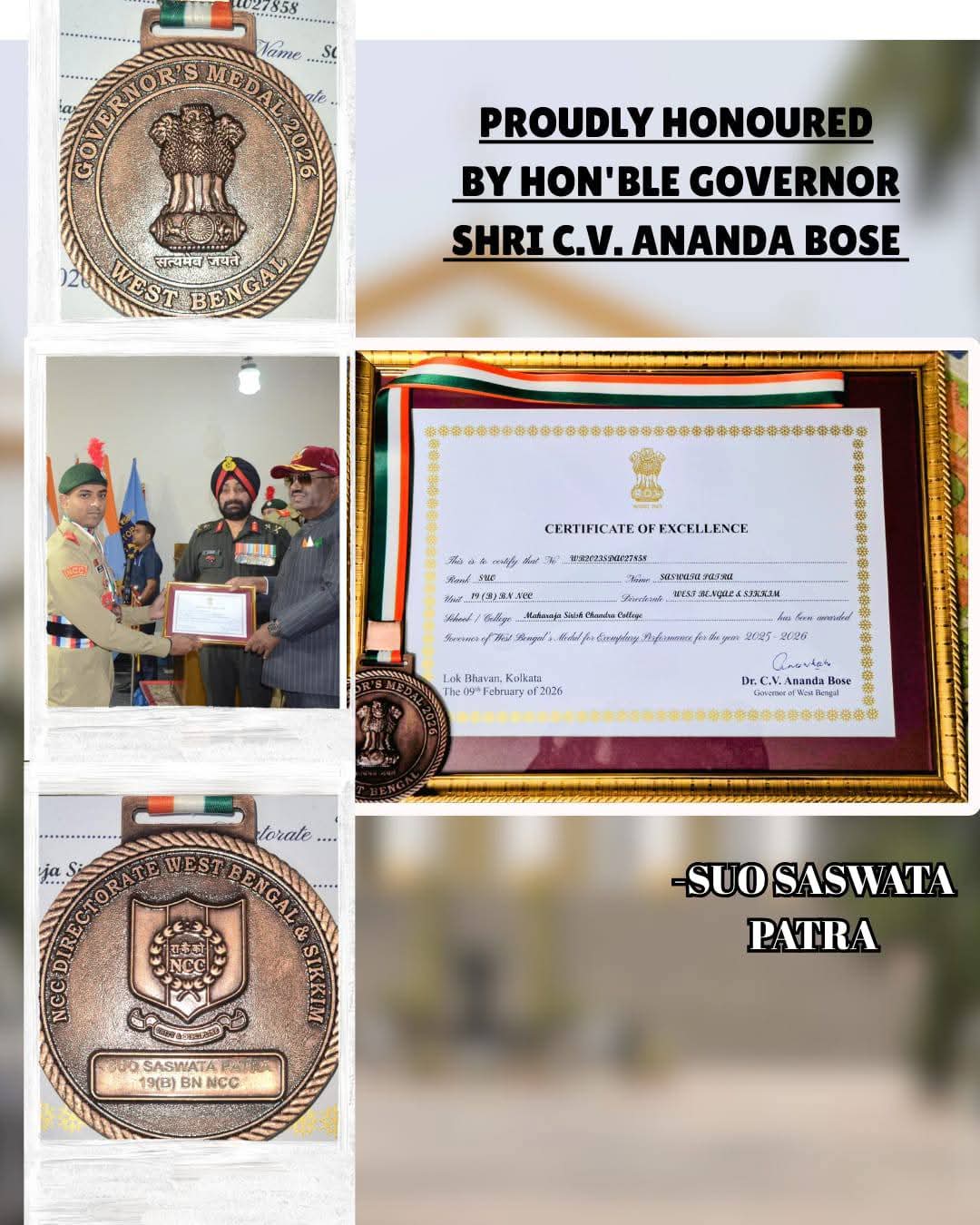 Governor’s Medal for NCC Excellence: Saswata Patra Makes College Proud