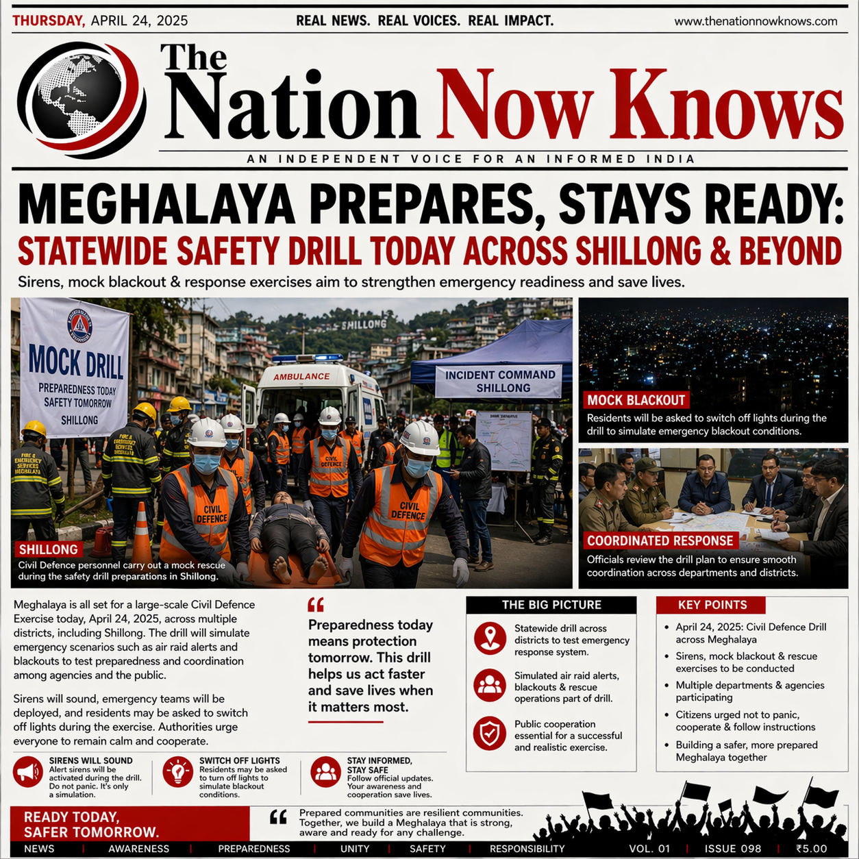 Statewide Safety Drill Set for April 24; Meghalaya Prepares for Simulated Emergency