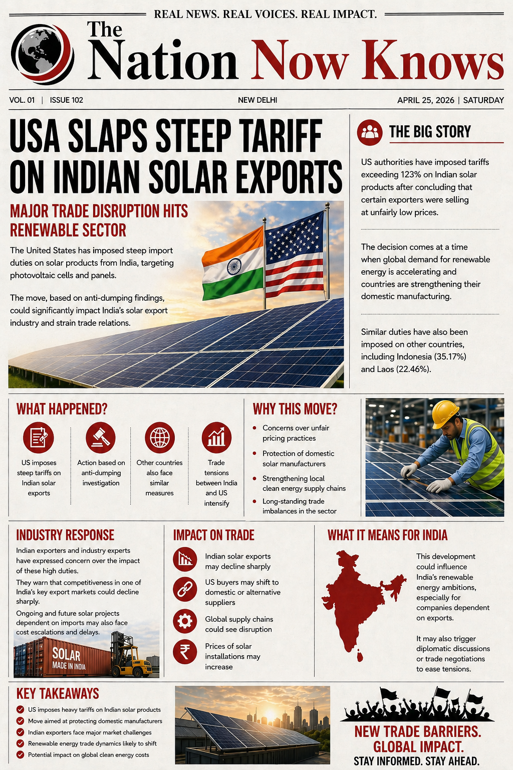 USA SLAPS STEEP TARIFF ON INDIAN SOLAR EXPORTS