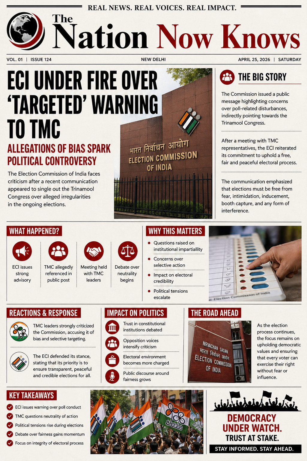ECI UNDER FIRE OVER ‘TARGETED’ WARNING TO TMC ALLEGATIONS OF BIAS SPARK POLITICAL CONTROVERSY