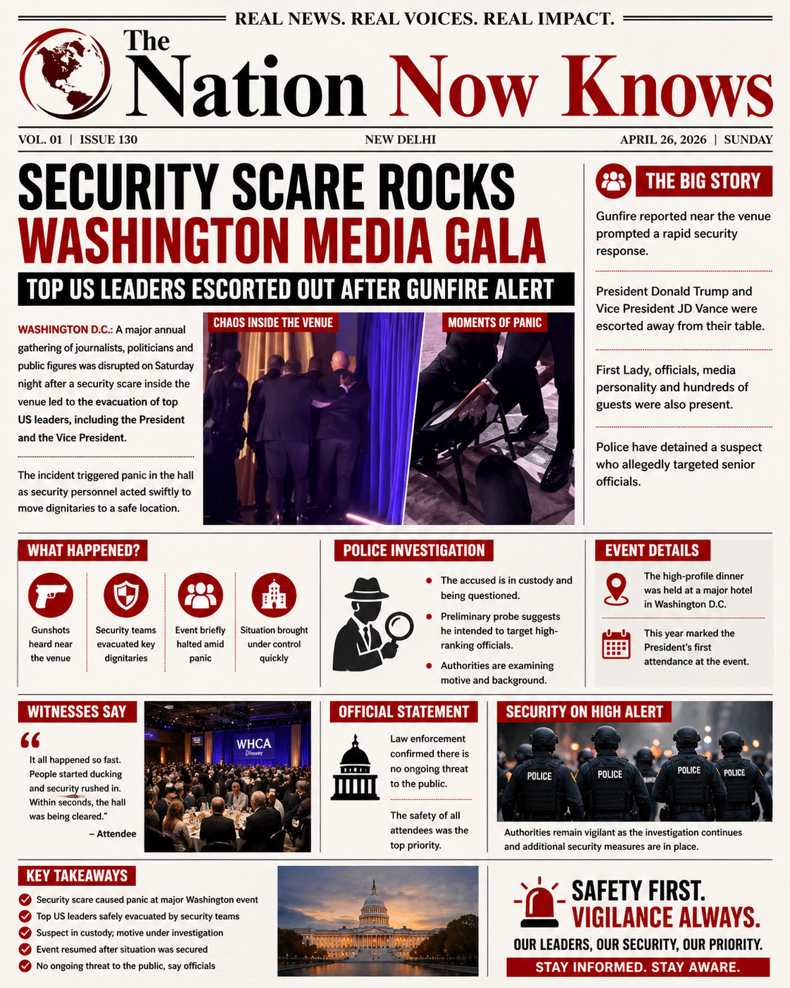Panic at Washington Media Event After Security Scare Involving Top US Leaders