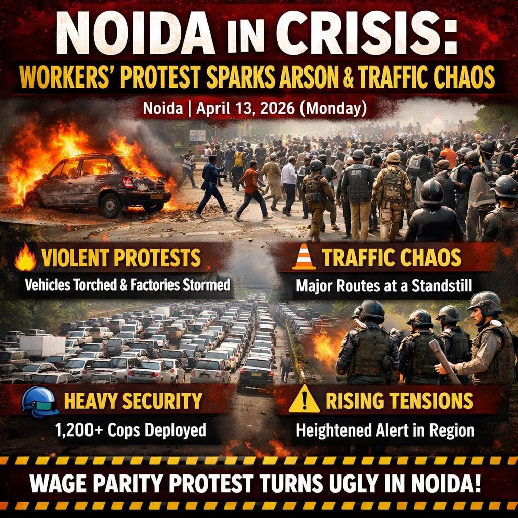 Noida Witnesses Large Workers’ Protest, Traffic Disruptions Reported