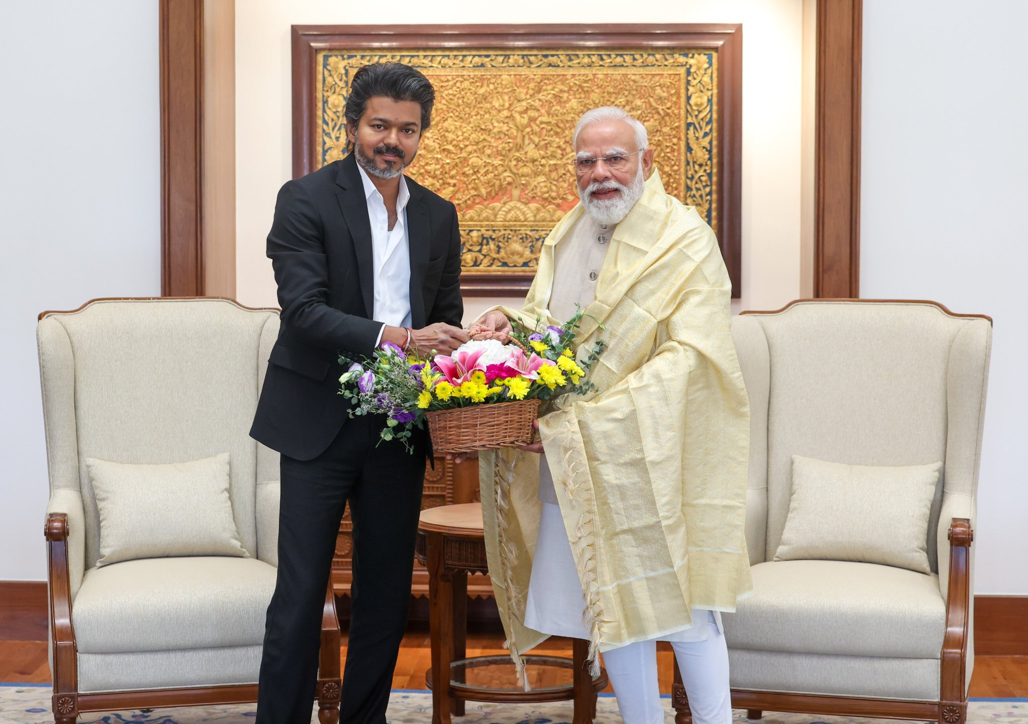 TVK Leader Vijay Meets Prime Minister Narendra Modi During Delhi Visi