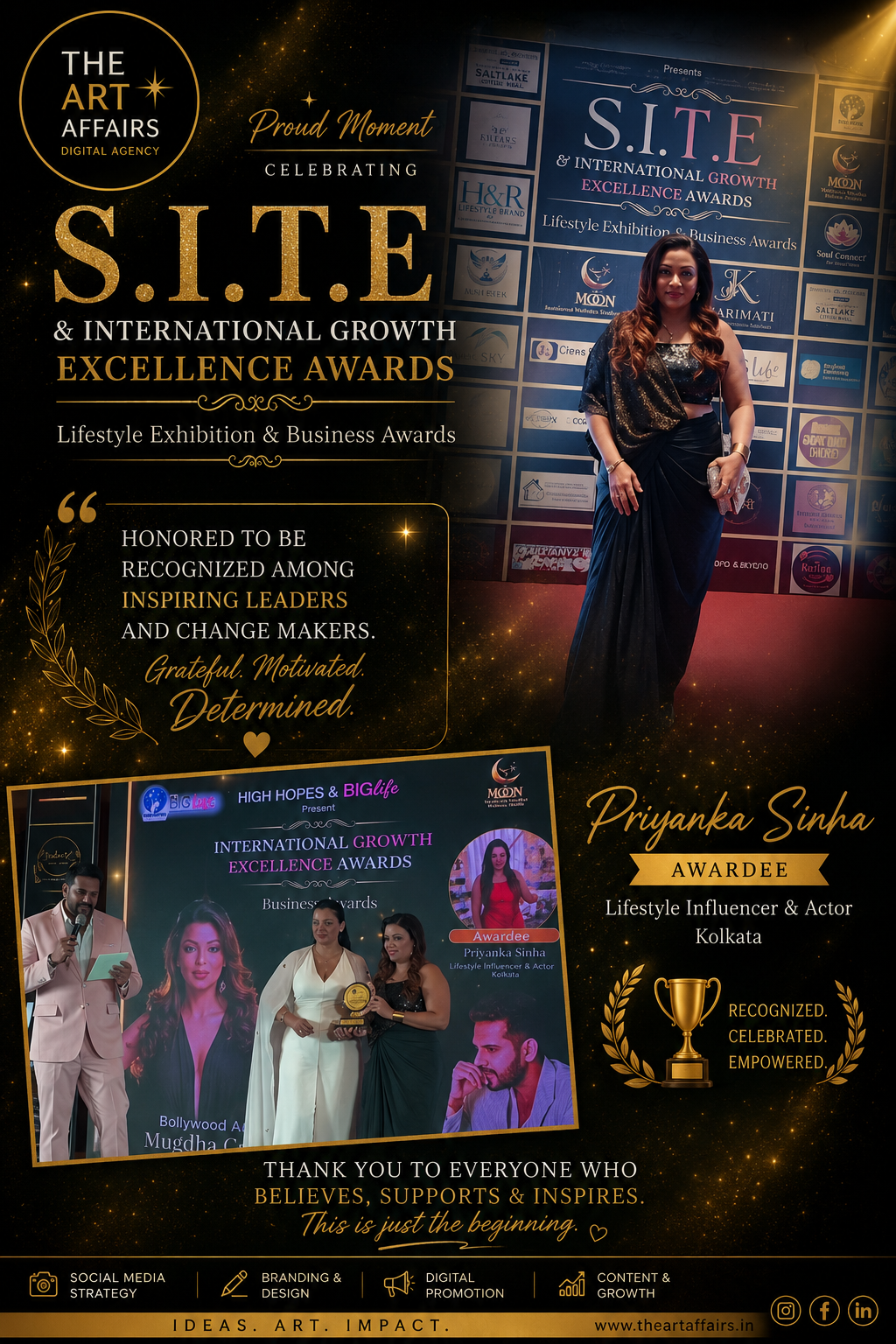 Priyanka Sinha Recognised at S.I.T.E International Growth Excellence Awards