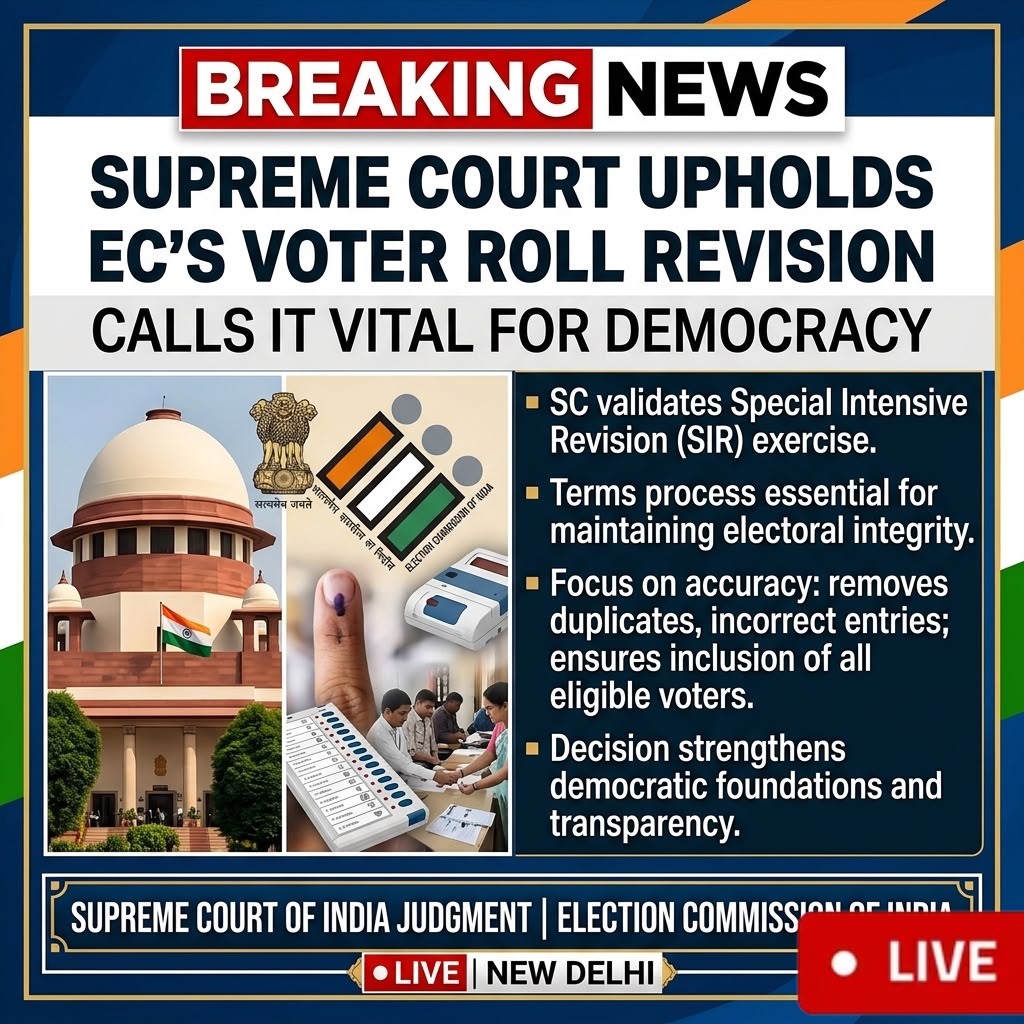 Supreme Court Reviews Election Commission’s Voter Roll Revision Exercis