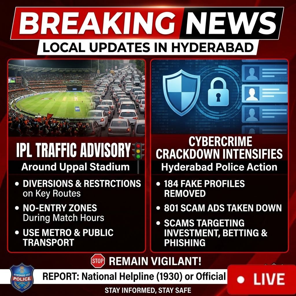 Local Updates in Hyderabad: IPL Traffic Advisory and Cybercrime Enforcement Measures