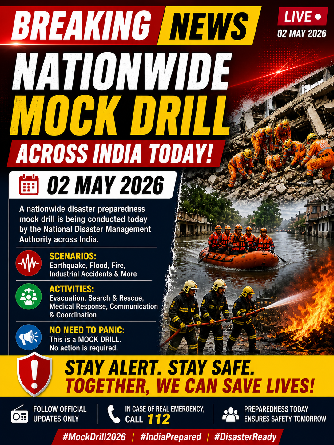 Nationwide Mock Drill Conducted to Assess Disaster Preparedness
