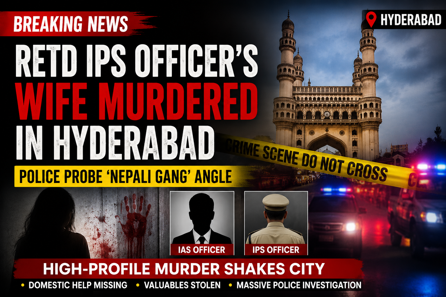 Retired IPS Officer’s Wife Found Dead in Hyderabad, Police Investigating Robbery Angle
