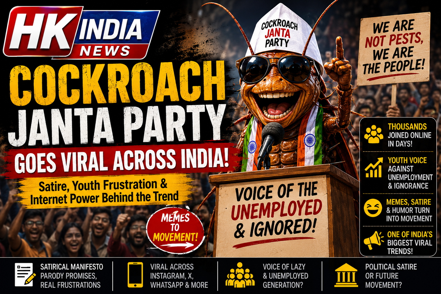 “Cockroach Janta Party” Trend Gains Attention on Indian Social Media