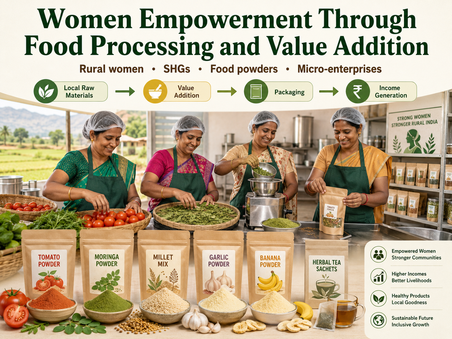 Women Empowerment Through Food Processing and Value Addition: A Rural Enterprise Opportunity