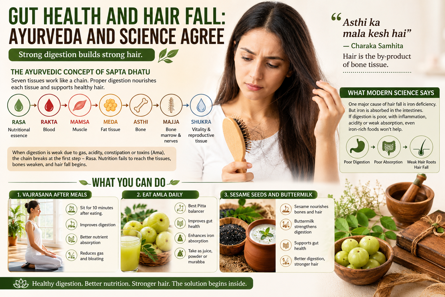 GUT HEALTH AND HAIR FALL: WHAT CHARAKA SAMHITA AND MODERN SCIENCE BOTH REVEAL