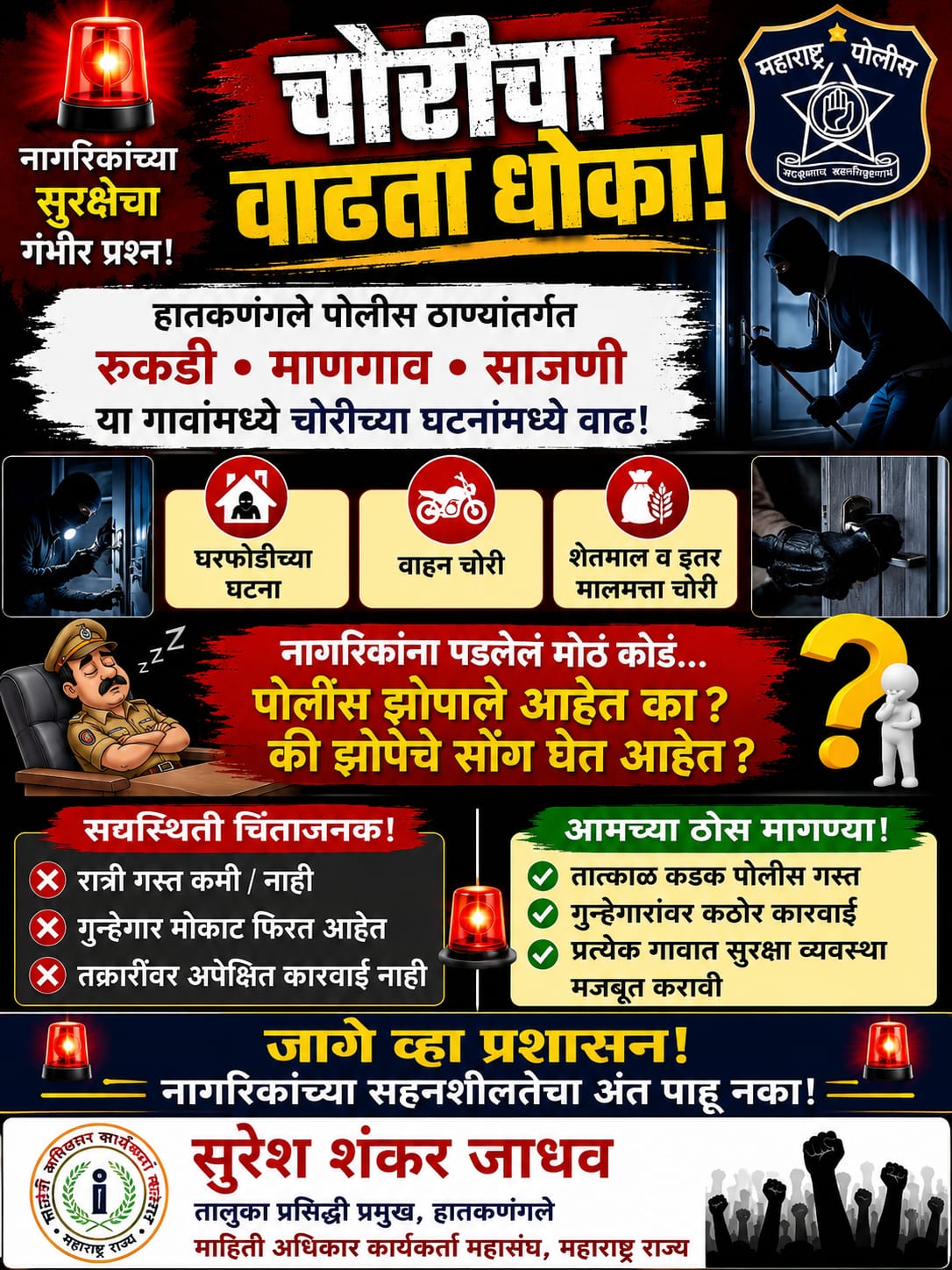 हातकणंगले पोलीस नेमके झोपले आहे की , झोपेचे सोंग घेत आहे ...सर्वसामान्य जनतेला पडलेला प्रश्न
