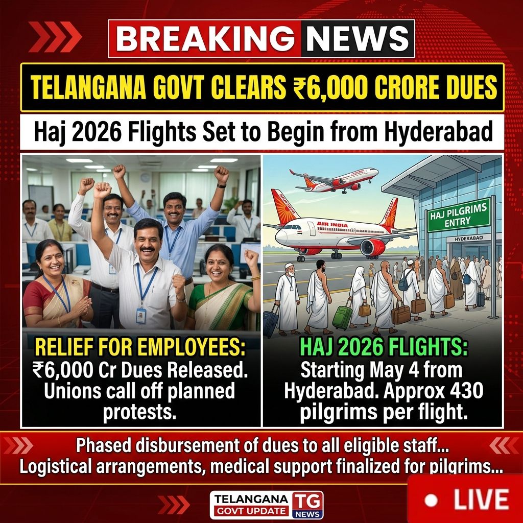 Telangana Announces Clearance of Employee Dues; Haj 2026 Flights to Begin from Hyderabad
